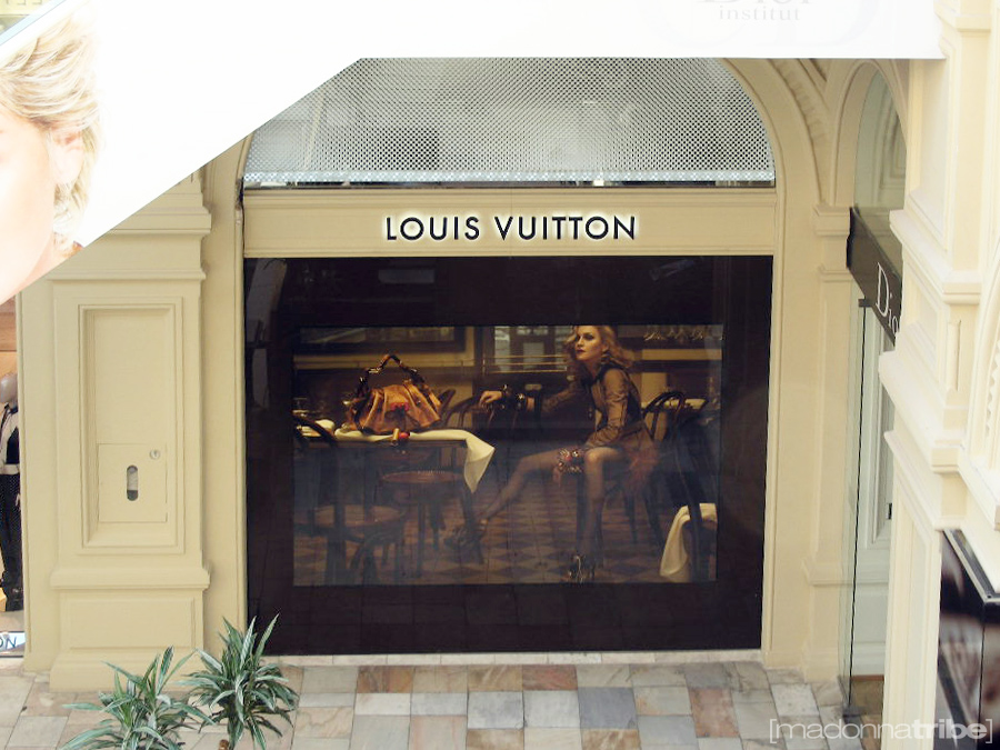 On the Louis Vuitton windows in Westfield London - MadonnaTribe Decade